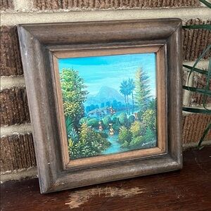 Wood Framed Mini Haitian Oil Painting by Artist Jean Louis Bonaventure